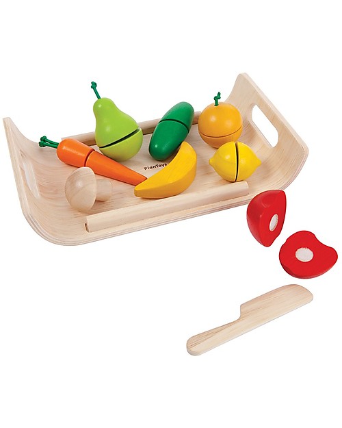 PlanToys Wooden Assorted Fruit & Vegetable Set - Eco-friendly and funny! Wooden Food