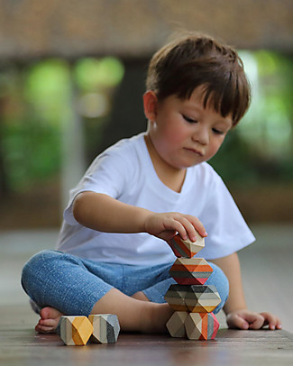 PlanToys Wooden Balance Toy Geo Stacking Rock Wooden Stacking Toys
