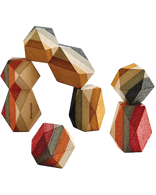 PlanToys Wooden Balance Toy Geo Stacking Rock Wooden Stacking Toys