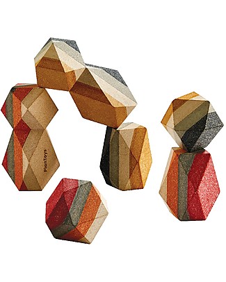 PlanToys Wooden Balance Toy Geo Stacking Rock Wooden Stacking Toys