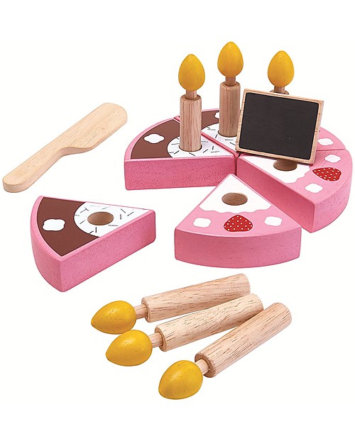 PlanToys Wooden Birthday Cake Set -  Eco-friendly and fun! Wooden Food