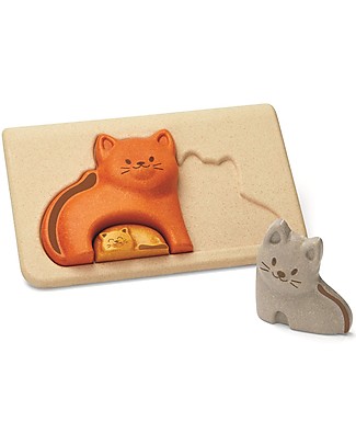 PlanToys Wooden Cat Puzzle, 3 pieces - Eco-friendly fun! Puzzles