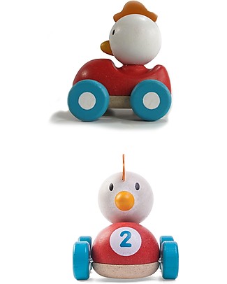 PlanToys Wooden Chicken Racer, 11 cm - Eco-friendly fun! Wooden Push & Pull Toys
