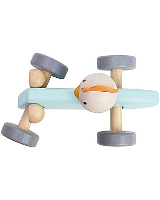 PlanToys Wooden Chicken Racing Car - Start the Race! Wooden Toy Cars, Trains & Trucks