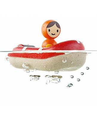 PlanToys Wooden Coast Guard Boat, 8.5 x 12 x 5.5 cm - Eco-friendly fun! Beach Toys