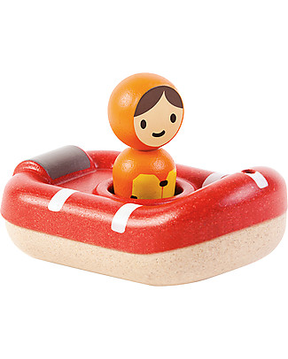 PlanToys Wooden Coast Guard Boat, 8.5 x 12 x 5.5 cm - Eco-friendly fun! Beach Toys