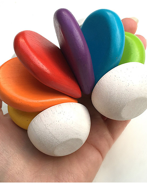 PlanToys Wooden Colorful Car and Rattle - Eco-friendly and Funny! Wooden Toy Cars, Trains & Trucks