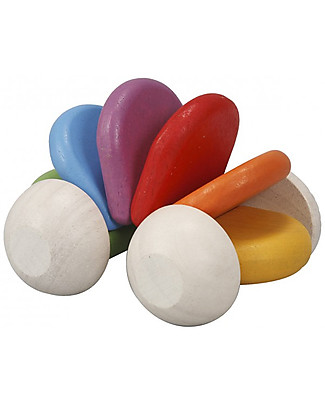 PlanToys Wooden Colorful Car and Rattle - Eco-friendly and Funny! Wooden Toy Cars, Trains & Trucks