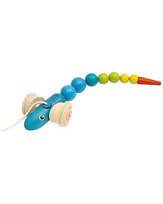 PlanToys Wooden Colorful Snake, Pull-Along Toy - Encourage new Walkers Wooden Push & Pull Toys