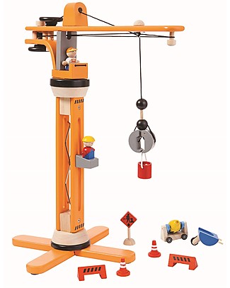 PlanToys Wooden Crane Set - Fun and educational Wooden Blocks & Construction Sets