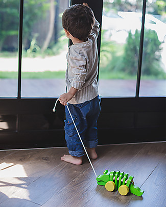 PlanToys Wooden Dancing Alligator, Pull-Along Toy - Eco-friendly fun! Wooden Push & Pull Toys