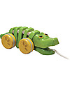 PlanToys Wooden Dancing Alligator, Pull-Along Toy, Green - Eco-friendly fun! Pull Toys