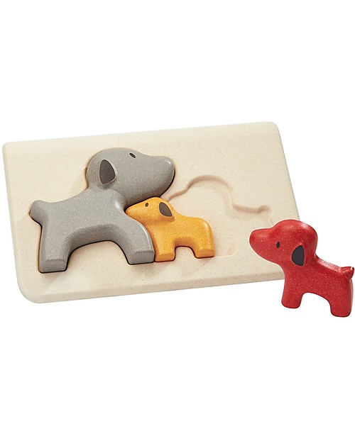 PlanToys Wooden Dog Puzzle, 3 pieces - Eco-friendly fun! Wooden Stacking Toys
