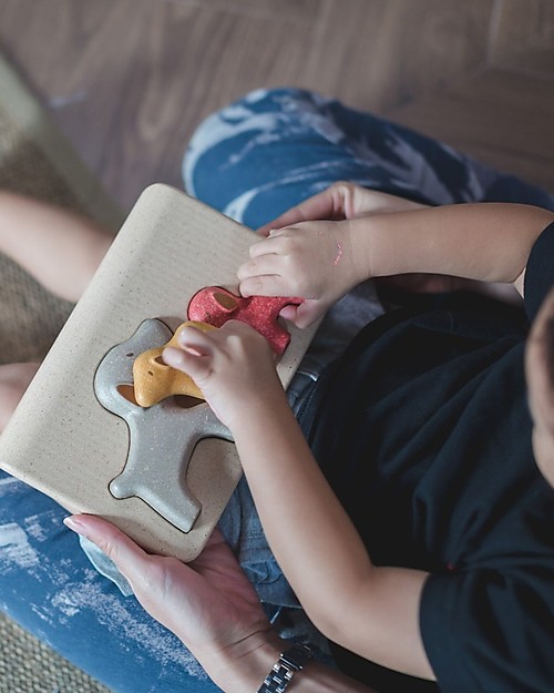 PlanToys Wooden Dog Puzzle, 3 pieces - Eco-friendly fun! Wooden Stacking Toys