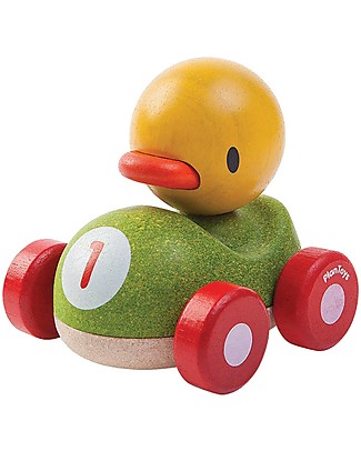 PlanToys Wooden Duck Racer, 11 cm - Eco-friendly fun! Wooden Toy Cars, Trains & Trucks