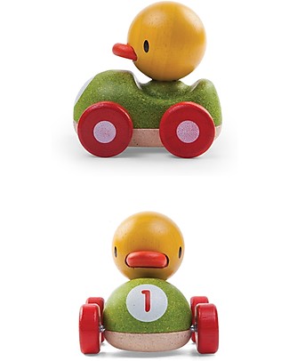 PlanToys Wooden Duck Racer, 11 cm - Eco-friendly fun! Wooden Toy Cars, Trains & Trucks