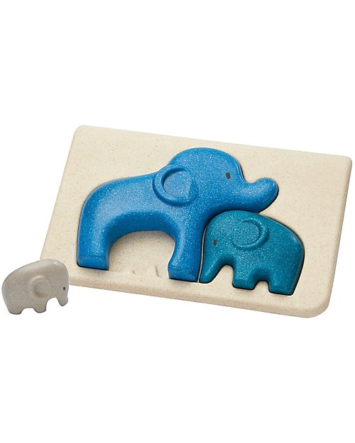 PlanToys Wooden Elephant Puzzle, 3 pieces - Eco-friendly fun! Puzzles
