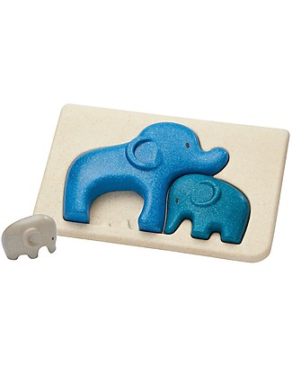 PlanToys Wooden Elephant Puzzle, 3 pieces - Eco-friendly fun! Puzzles
