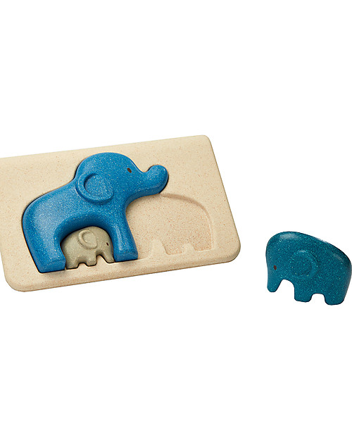 PlanToys Wooden Elephant Puzzle, 3 pieces - Eco-friendly fun! Puzzles