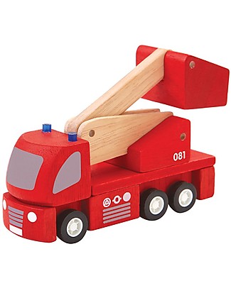 PlanToys Wooden Fire Engine - Eco-friendly and Safe! Wooden Toy Cars, Trains & Trucks