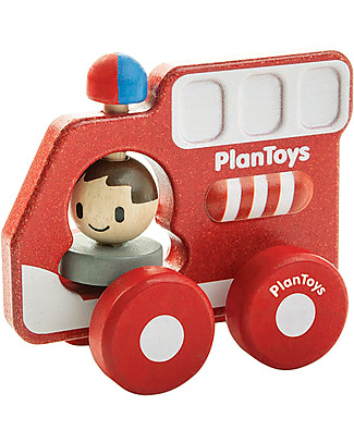 PlanToys Wooden Fire Truck, 16 cm - Eco-friendly fun! Creative Toys