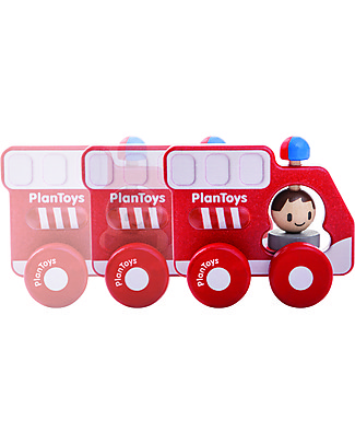 PlanToys Wooden Fire Truck, 16 cm - Eco-friendly fun! Creative Toys