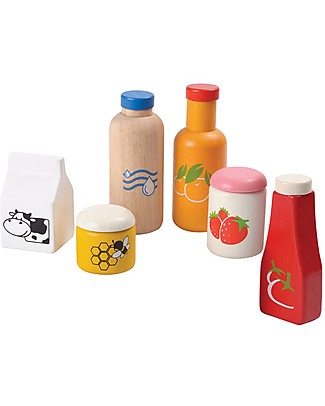 PlanToys Wooden Food & Beverage Set - Eco-friendly and funny! Toy Kitchens & Play Food