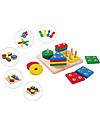 PlanToys Wooden Geometric Sorting Board - Enhance Fine Motor Skills! Wooden Blocks and Construction Sets