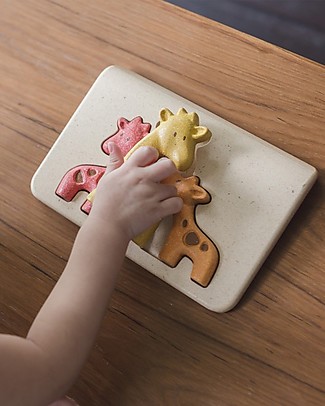 PlanToys Wooden Giraffe Puzzle, 3 pieces - Eco-friendly fun! Puzzles