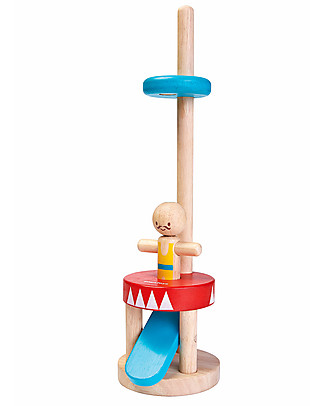 PlanToys Wooden Jumping Acrobat, 30 cm - Eco-friendly fun! Wooden Push & Pull Toys
