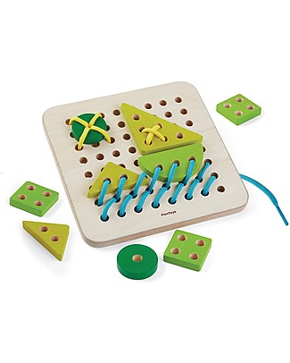 PlanToys Wooden Lacing Board - Improves motor skills and coordination Wooden Stacking Toys