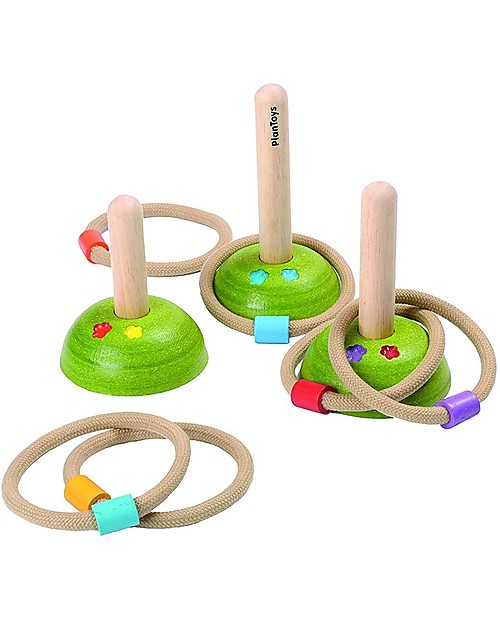 PlanToys Wooden Meadow Ring Toss - Challenge Friends Outdoor Games and Toys_