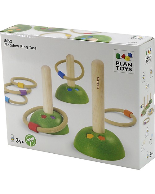 PlanToys Wooden Meadow Ring Toss - Challenge Friends Outdoor Games and Toys_