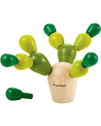 PlanToys Wooden Mini Cactus Balancing Game, 1-2 players - Eco-friendly fun! Creative Toys
