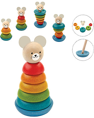 PlanToys Wooden Mouse Stacking Ring, 7 pieces - Eco-friendly fun! Art & Craft Kits