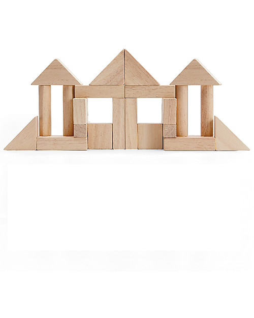 PlanToys Wooden Natural Blocks - Natural - 40 pieces Wooden Blocks and Construction Sets
