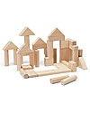 PlanToys Wooden Natural Blocks - Natural - 40 pieces Wooden Blocks and Construction Sets