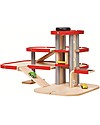 PlanToys Wooden Parking Garage - Fun and educational Wooden Toy Cars, Trains & Trucks