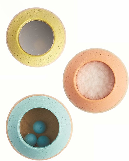 PlanToys Wooden Pastel Sensory Tumbling - Visual, Auditory and Tactile Development Wooden Rattles