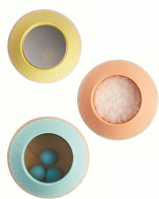 PlanToys Wooden Pastel Sensory Tumbling - Visual, Auditory and Tactile Development Wooden Rattles