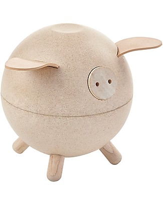 PlanToys Wooden Piggy Bank Natural Money Box