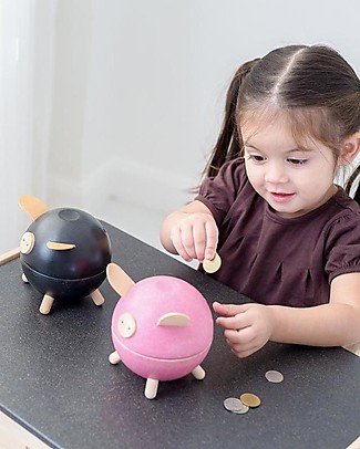 PlanToys Wooden Piggy Bank Pink Money Box