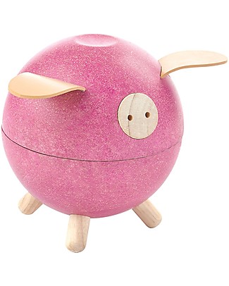 PlanToys Wooden Piggy Bank Pink Money Box