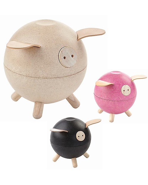 PlanToys Wooden Piggy Bank Pink Purses