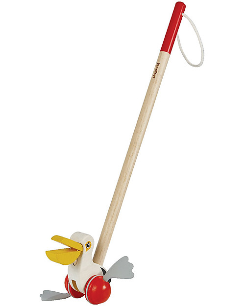 PlanToys Wooden Push-Along Toy Pelican - Encourages little walkers! Pull Toys