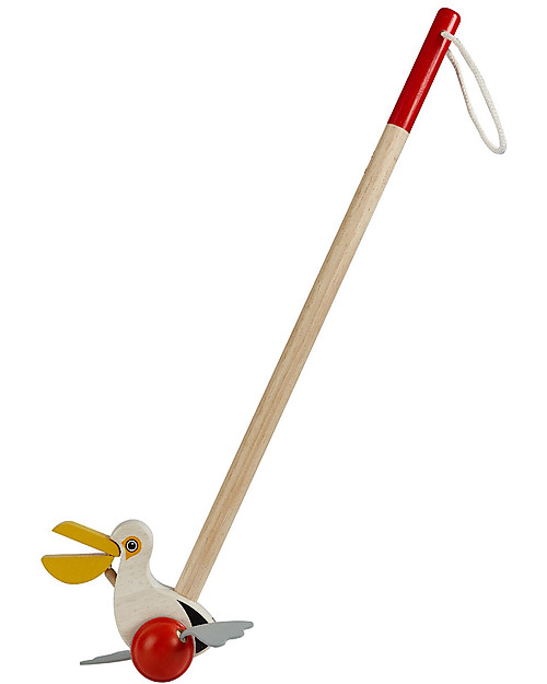 PlanToys Wooden Push-Along Toy Pelican - Encourages little walkers! Pull Toys