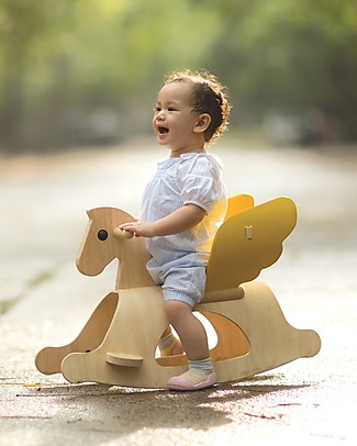 PlanToys Wooden Rocking Horse with Wings Pegasus Rides On