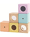 PlanToys Wooden Sensory Blocks - Visual, Auditory and Tactile Development Montessori Toys