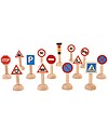 PlanToys Wooden Set of Traffic Signal and Lights, 14 pieces - Educational Fun! Wooden Toy Cars, Trains & Trucks