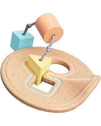 PlanToys Wooden Shape Sorter, Geometric Figures - Hand-eye Coordination Wooden Stacking Toys